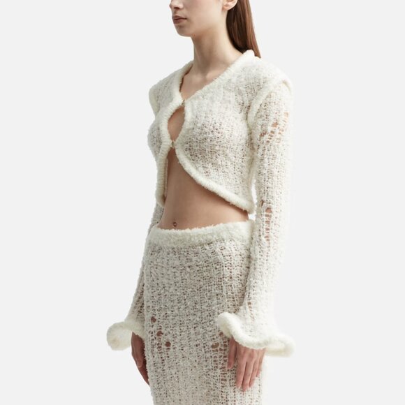 Acne Studios Off White Wool Cardigan - Picture 5 of 13